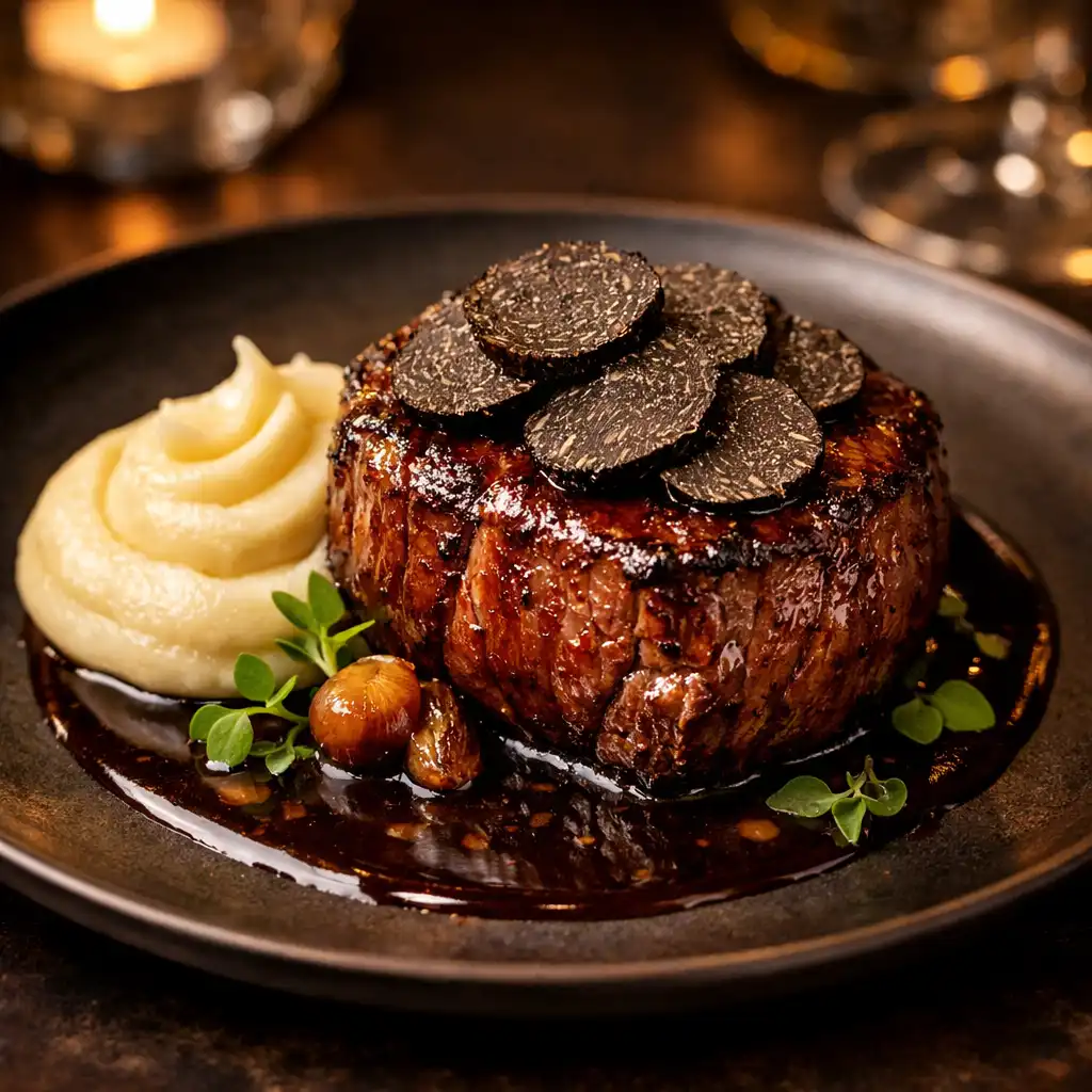Wołowina wagyu z truflą i puree ziemniaczanym